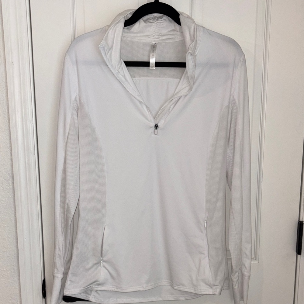 Fabletics White Long-Sleeve Quarter Zip Pullover